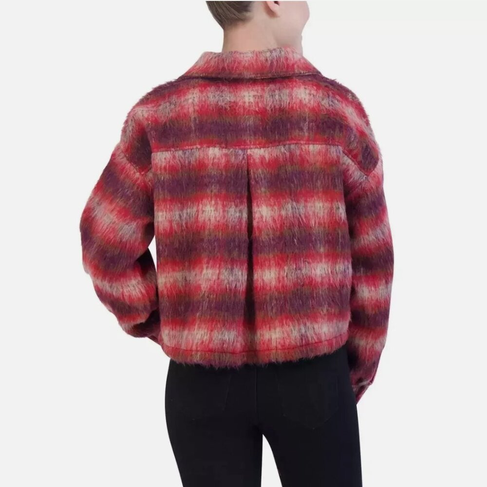 Vigoss Brushed Plaid Crop Button Jacket - Picture 3 of 4